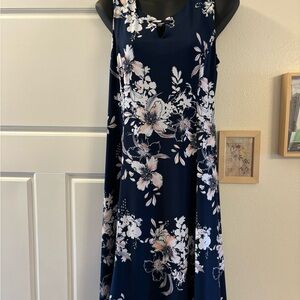 Floral Navy Sleeveless Dress